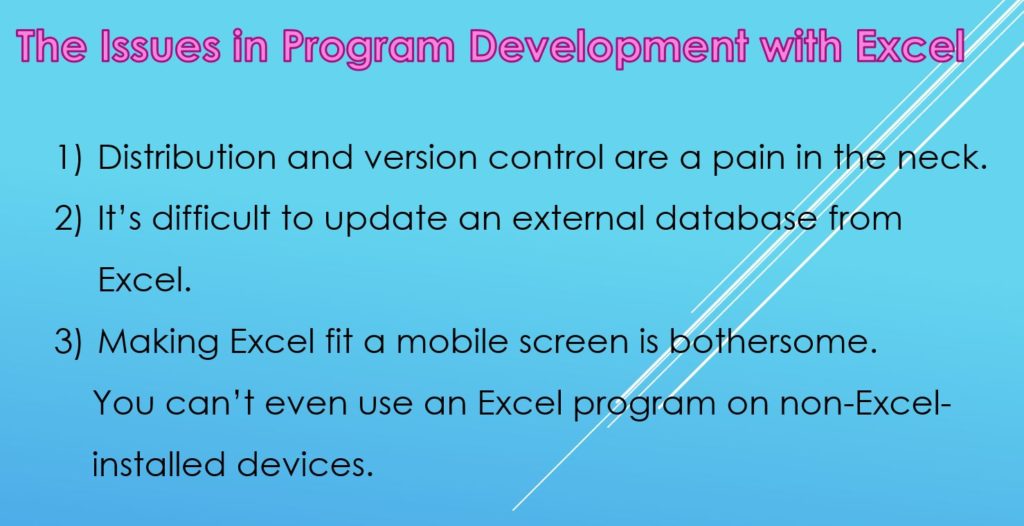 Issues in Program Development with Excel