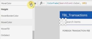 PowerApps 数式バー左のプロパティリスト