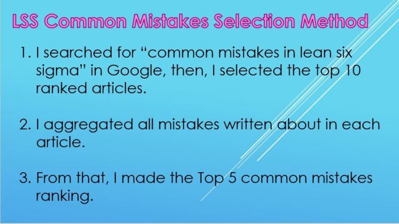 LSS Common Mistakes Selection Method